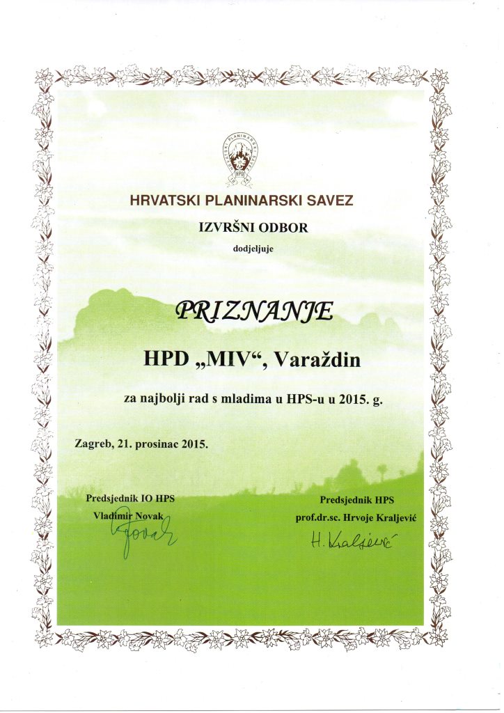 Priznanje HPS-a za najbolji rad s mladima